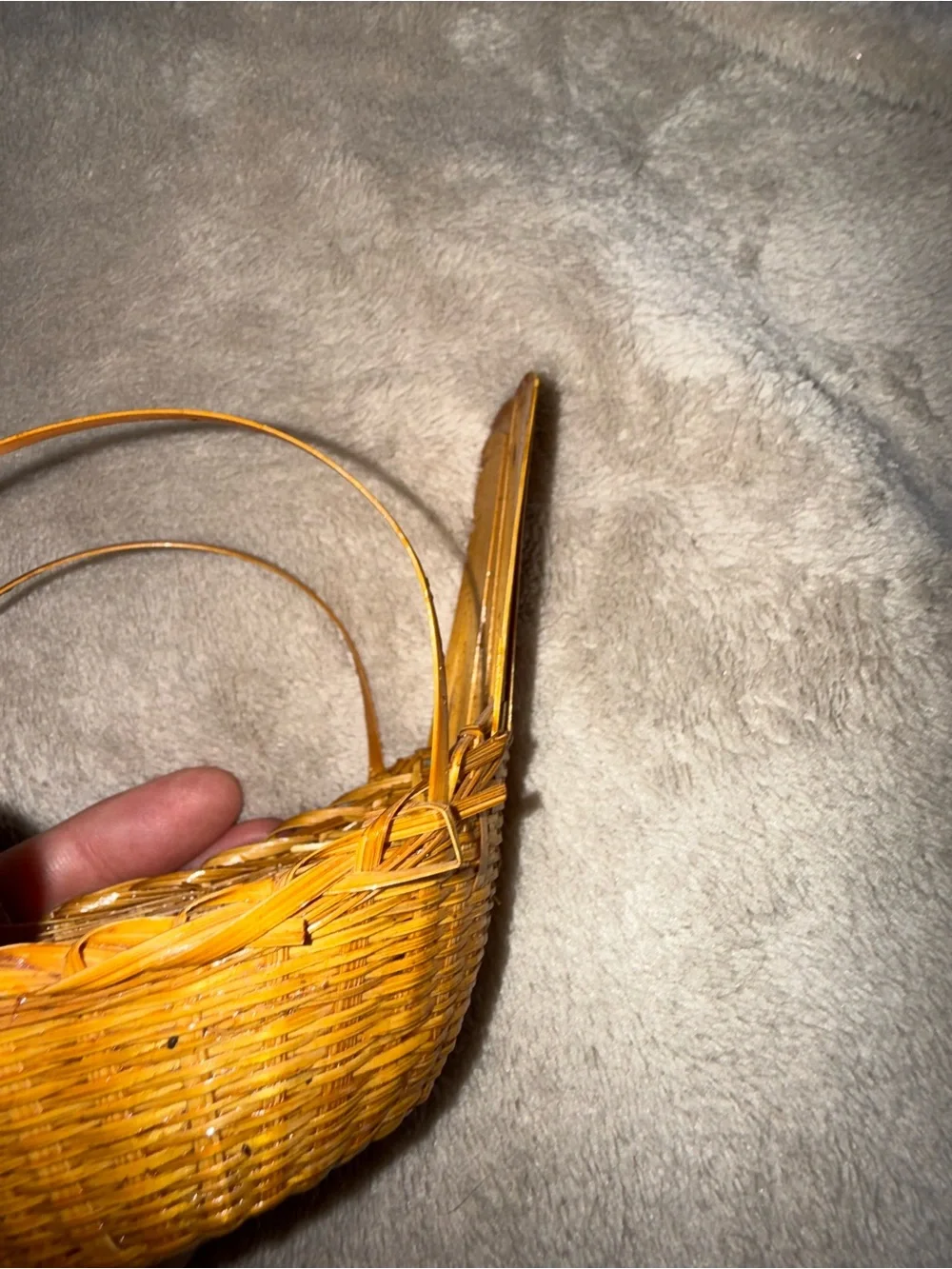 Vintage Decorative Straw Bird Basket with Handles